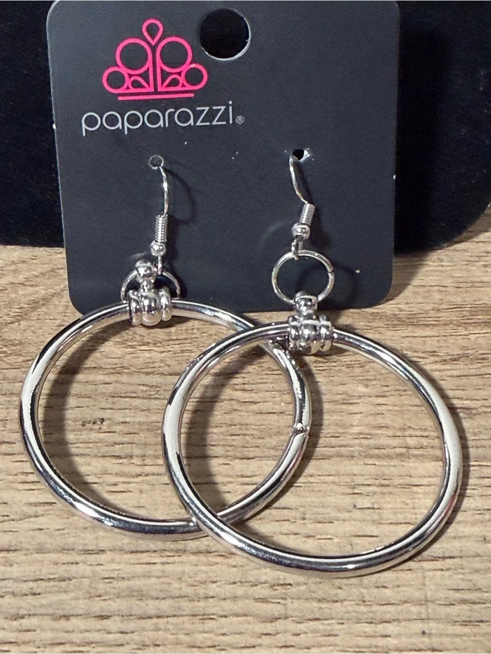 paparazzi Silver Double Hoop Dangle Earrings